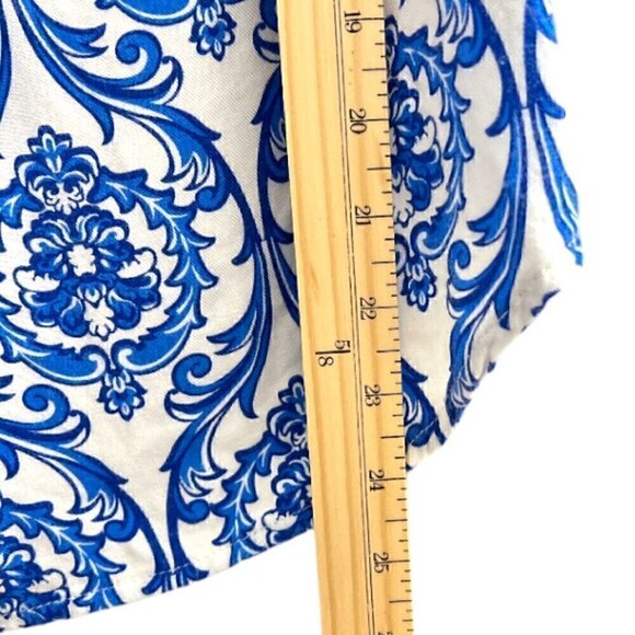 Haute Hanger Blue & White Chinoiserie Crisp Lightweight Tunic Top Blouse Small - Picture 3 of 5